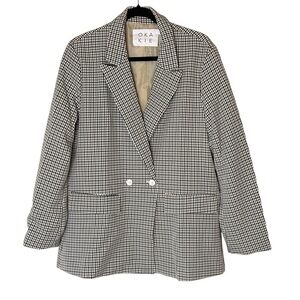 OKA KIE Women's Plaid Double Breasted Blazer- Size Large